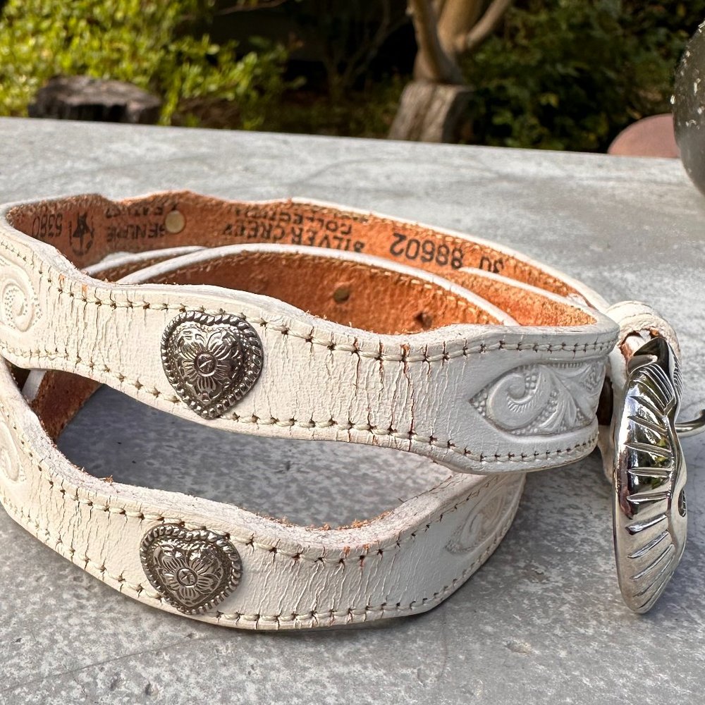 Vintage '90s Silver Creek Collection White Leather Belt S/M
